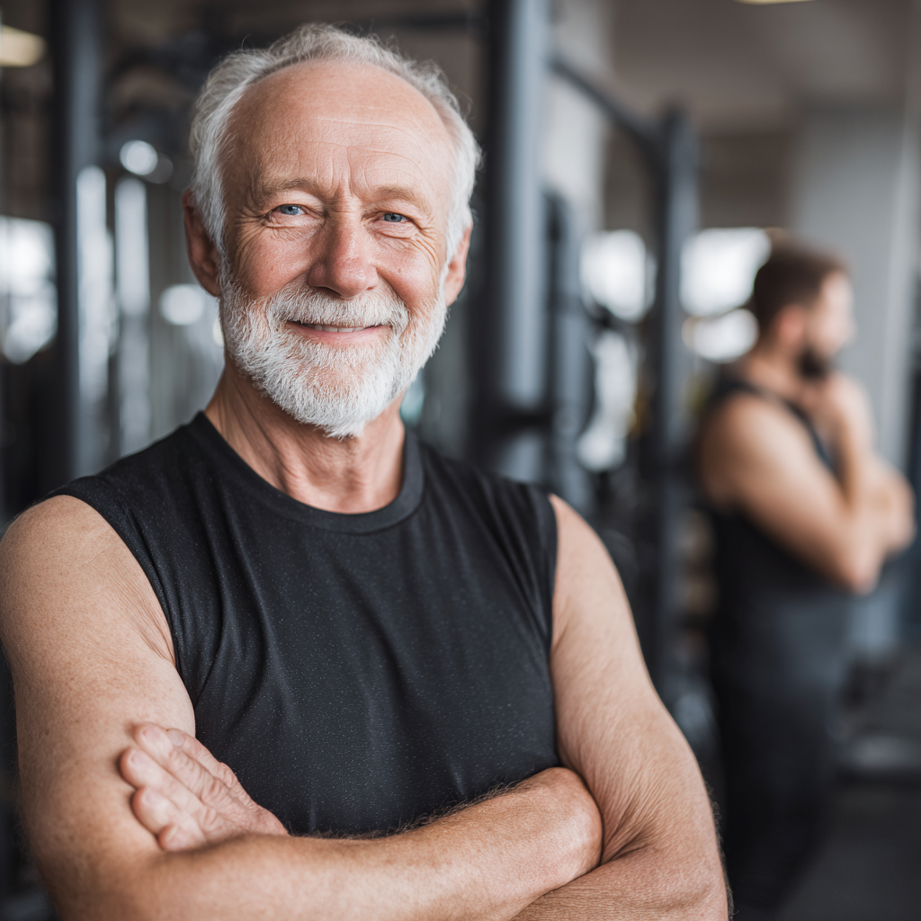 Happy middle-aged Ukrainian adults jogging together in a park, smiling and enjoying their workout